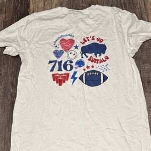 Buffalo Bills Let’s Go Buffalo Football 716 Fan T-Shirt - White, Women’s Size M